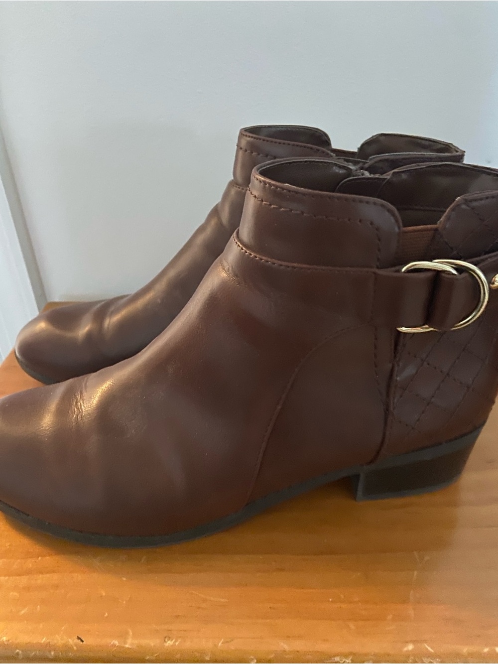 Quilted Side Buckle Ankle Booties in Brown - Women